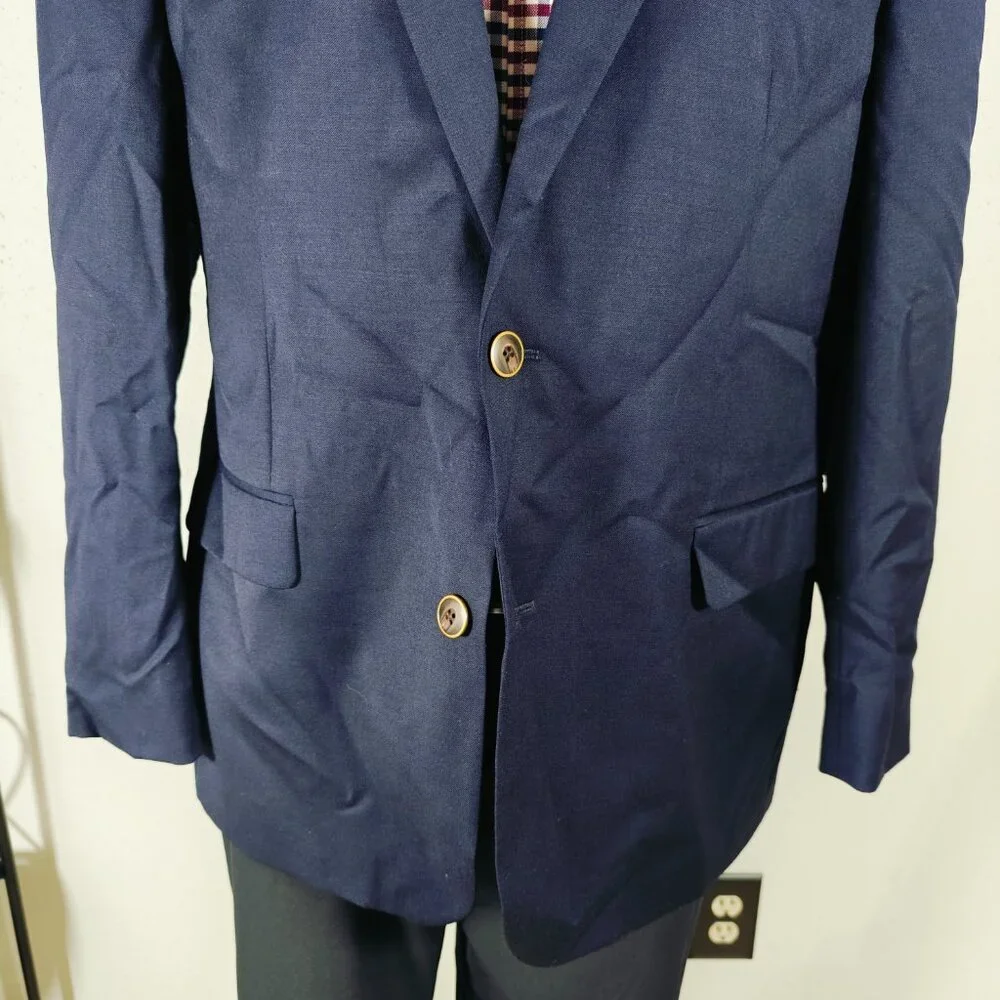 Joseph Feiss Gold Men's Sport Coat Blazer Two Button Navy Blue Twill Classic 44R